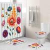 Creative Fashion Series Shower Curtain Floor Mat Combination Four-Piece Set Bathroom Toilet Carpet Shower Room Mat Foot Mat