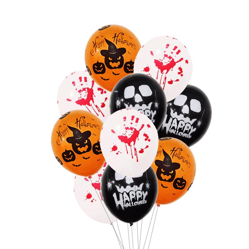 Halloween Ghost & Skeleton Balloon Set - 12-Inch Latex with Pumpkin & Bat Prints