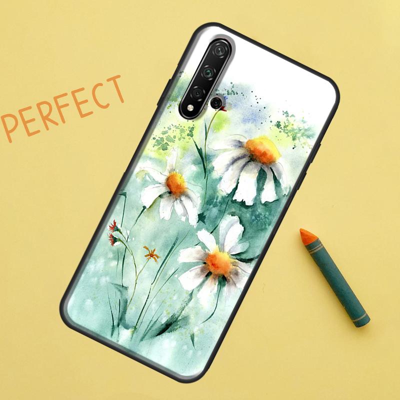 Daisy Watercolor For Huawei Nova Y91 Y70 Y72 Y73 Y60 Y90 Y61 8i 7i 11i 12i 12s 9 10 SE P20 P30 P40 Lite Case