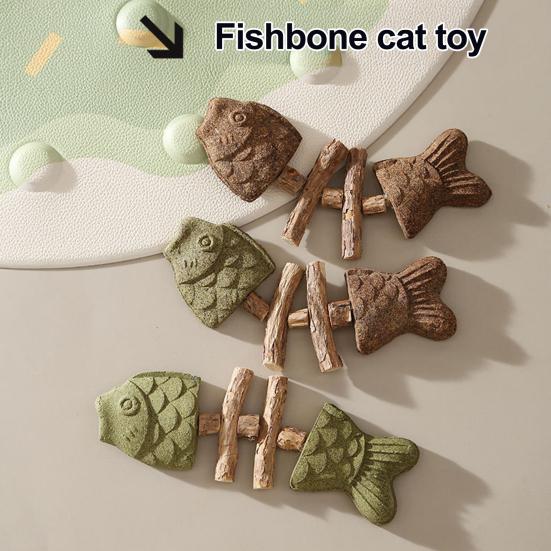 1/2/3Pcs Cat Dental Toy Fishbone Shape Catnip Cat Toy Teeth Play Oral Hygiene Cleaning Breath Interactive