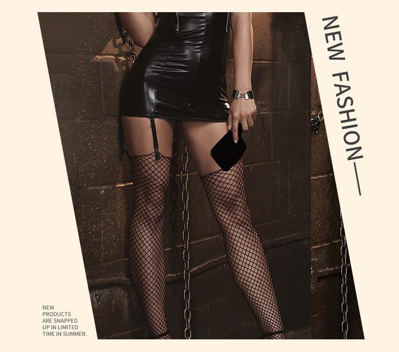 Sexy Strappy Cutout Faux Leather PU Backless See-Through Uniform