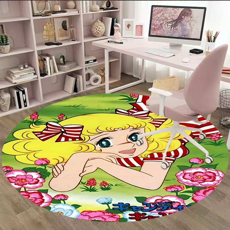 1pc Candy Candy2 Print Round Carpet Chair Round Carpet Suitable for Bedroom Living Room Home Decorative Carpet