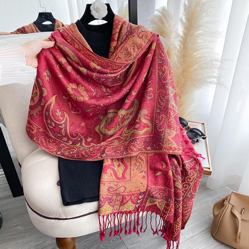 Ethnic Shawl Women's Scarf Scarf Jacquard Cashew Fringe Women's Long Scarf Shawl,Warm Scarf Shawl Outerwear