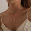 Korean New Imitation Pearl Choker Colar Thick Chains With Pendant Necklace For Women Fashion Choker Necklaces  Jewelry Gift