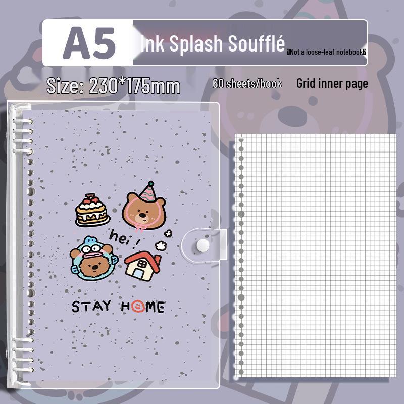 Ink Splash Transparent PVC B5 Notebook with Iron Clip - Perfect for Students