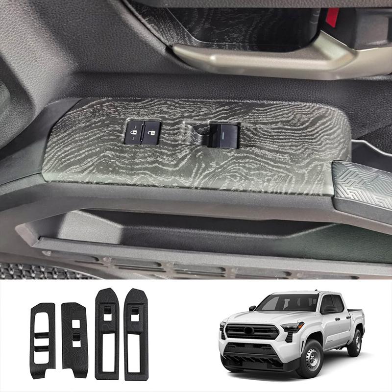 LHD For TOYOTA TACOMA 2024 2025 ABS Carbon Fiber Door Armres tWindow Lift Button Glass Rise Switch Cover Interior Accessories
