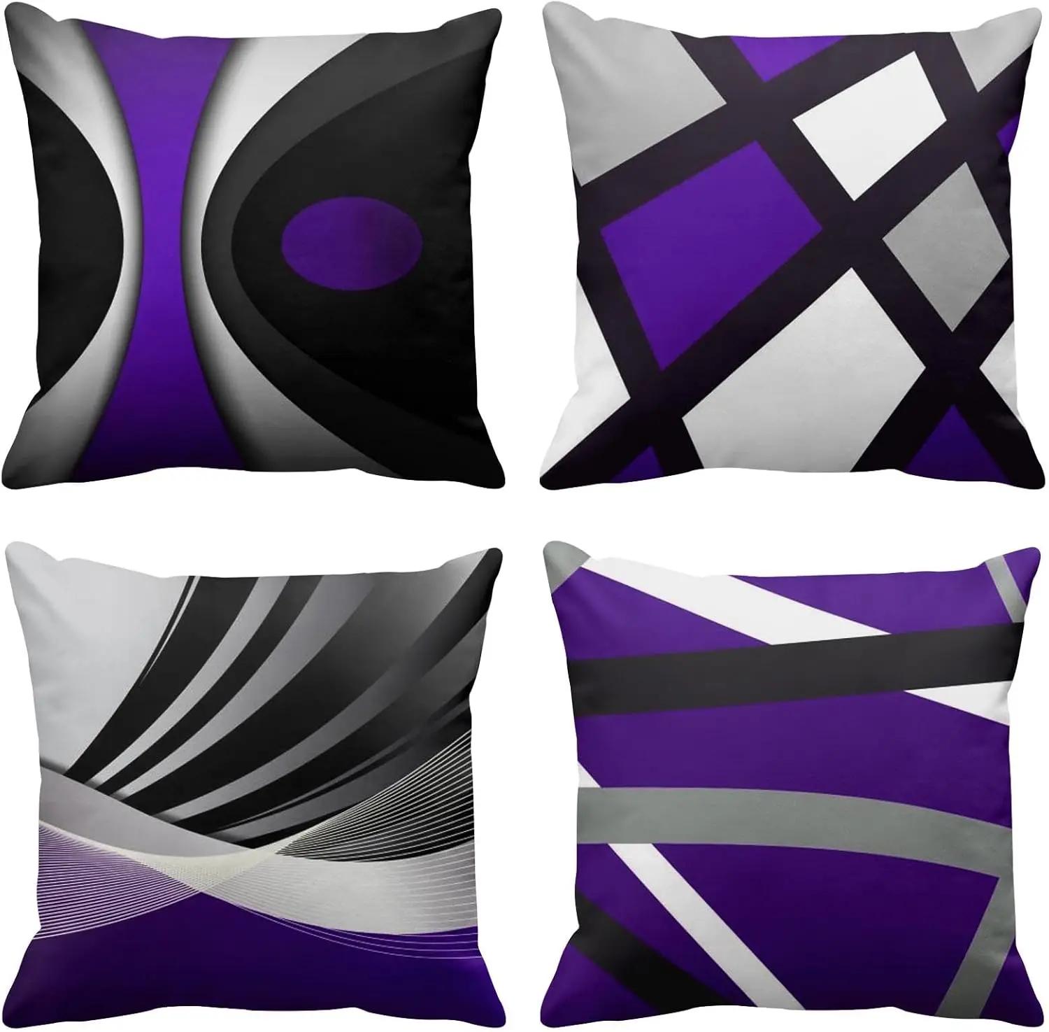 

4pc modern abstract stripe geometric square linen pillowcase for interior decoration cushion cover 40x40cm Cushion covers 16x16Inch
