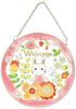 Fourcart Cute Handmade Glass Stained Frame, Fairytale Forest, Rabbit Welcome, Round, Size 11.5cm Wide X 11.5cm High, CNJRTK30