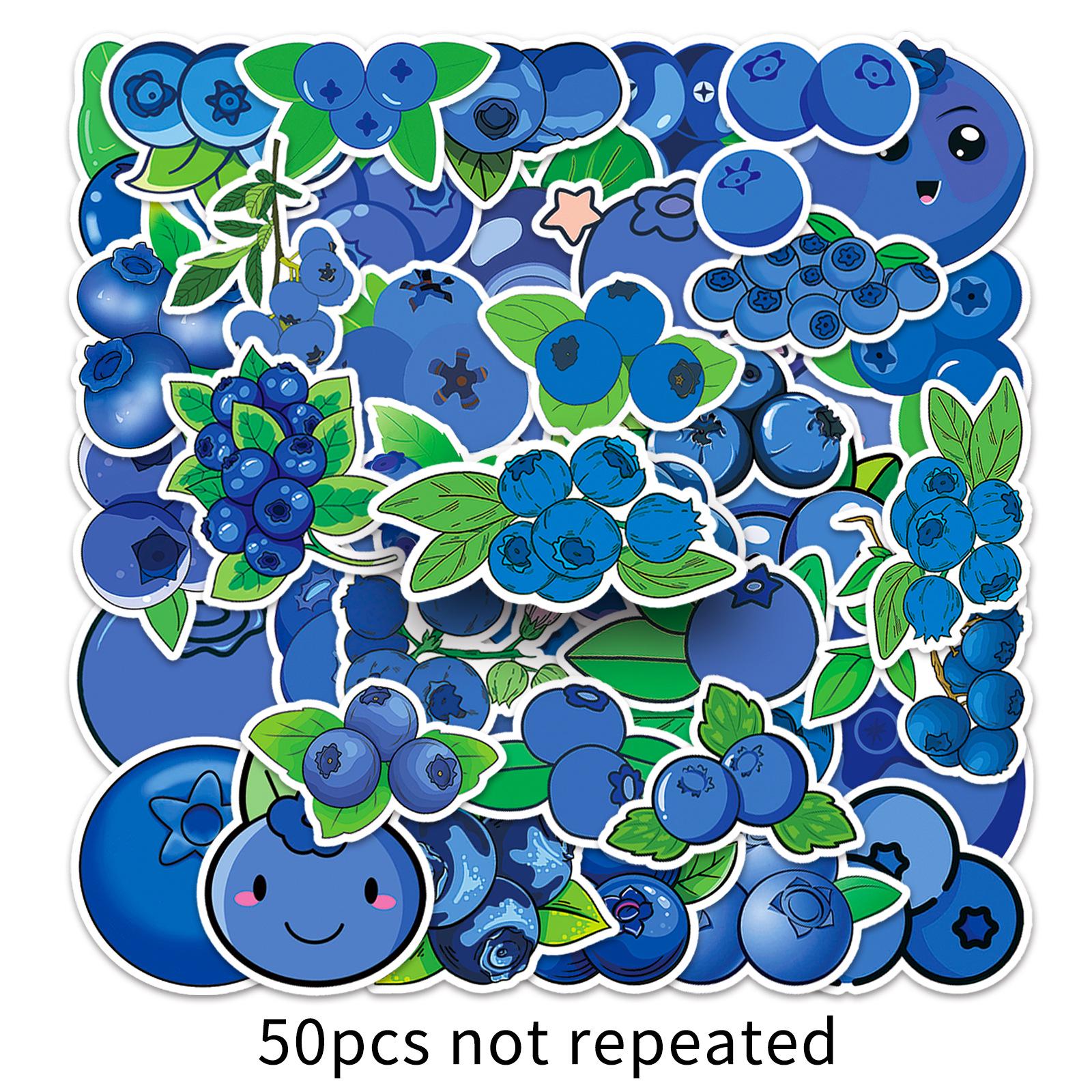 

50 Cute Blueberry Cartoon Stickers for Water Cups & Planners