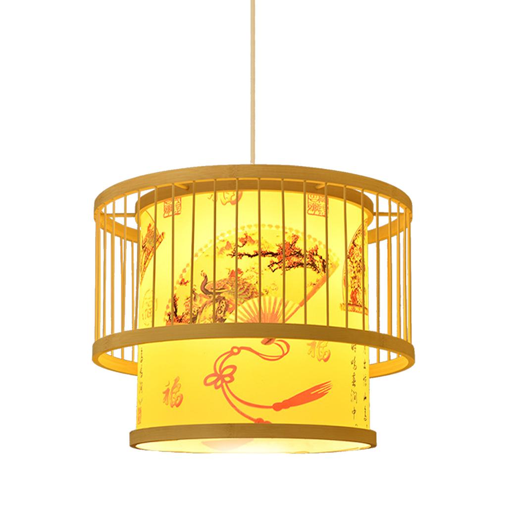Chinese Style Bamboo Chandelier Patterned Bamboo Art Pendant Lamp Shade Antique Hanging Light with