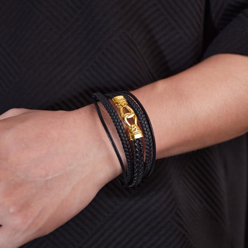 Hot Selling Hand Woven Leather Jewelry European American Personalized Trend Multi-layer Bracelet Men