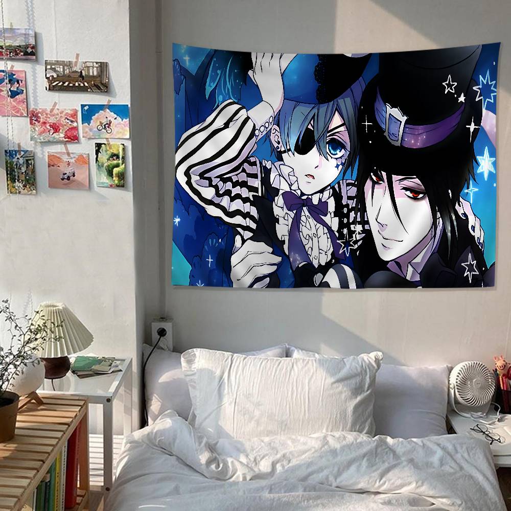 BBlack Anime BButler DIY Wall Tapestry For Living Room Home Dorm Decor Wall Art Decor