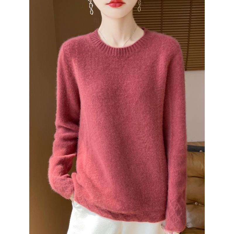 New Round Neck Knitted Cardigan for Autumn and Winter for Women Loose Pullover Sweater Soft Glutinous Osmanthus Needle Thick Base Shirt