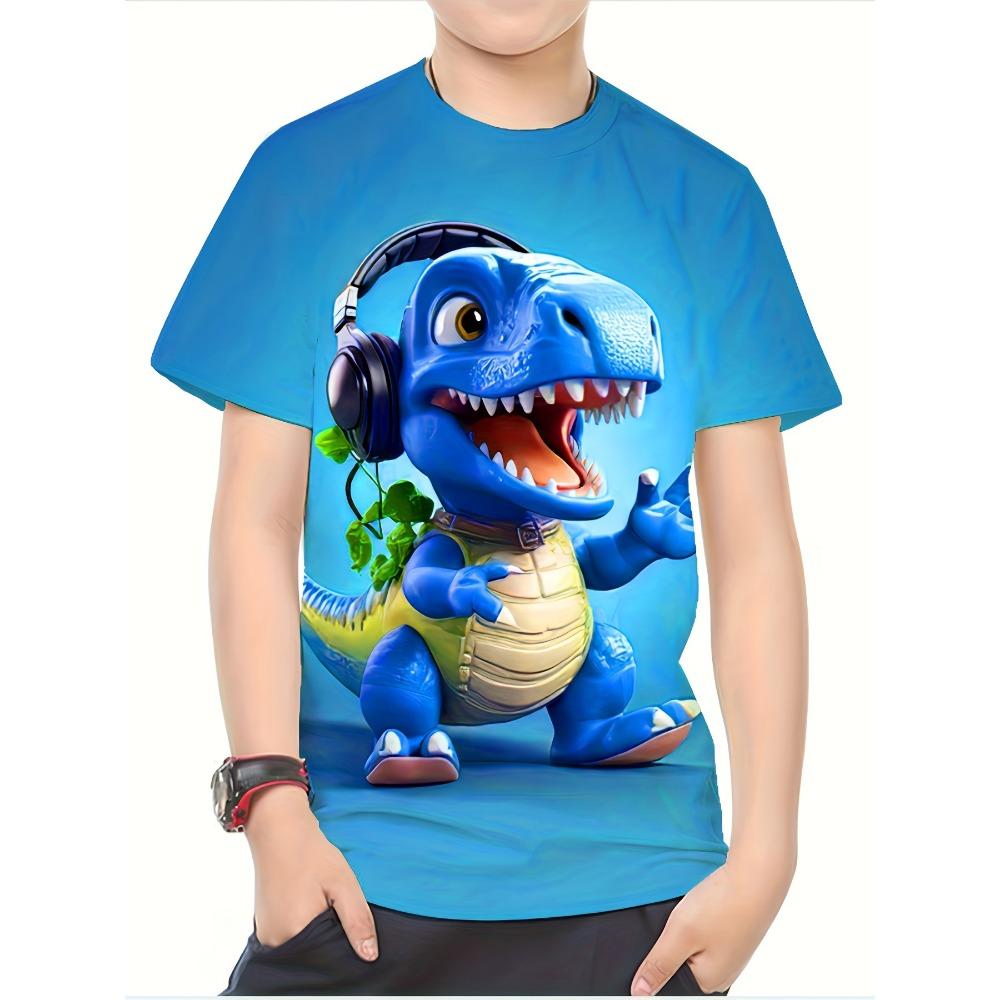 Children's clothing boys' T-shirt short sleeved children's T-shirt 3D dinosaur print casual children's summer clothing boys' top