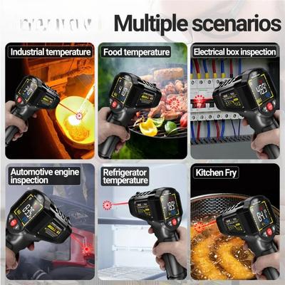 Probador de Pantalla a Color Invertido Medidor Termómetro Infrarrojo Inteligente Industrial -50~600℃ Pistola de Temperatura Pirómetro Herramientas TH203