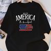 America The Beautiful Flag T-Shirt,Soft Breathable & Fade-Resistant, Classic Fit for Daily Casual Wear