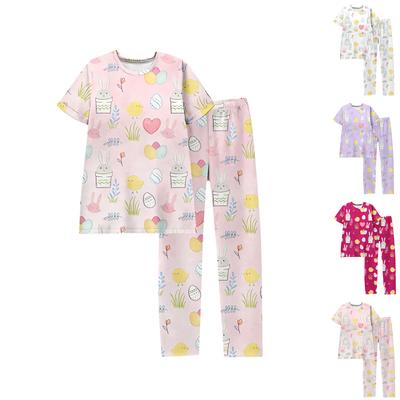 Women's Easter Bunny Print Short Sleeve Pajama Set