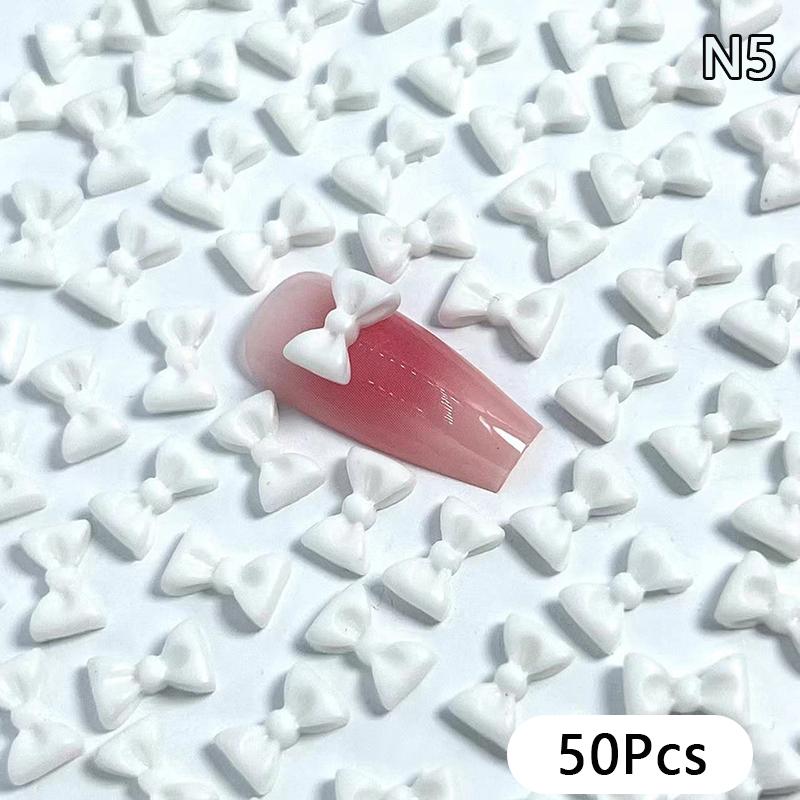 50Pcs Ribbon Resin Bow Nail Charm Parts 3D  Nail Art Decoration Accessories Supplies For Diy Korean Manicure Design