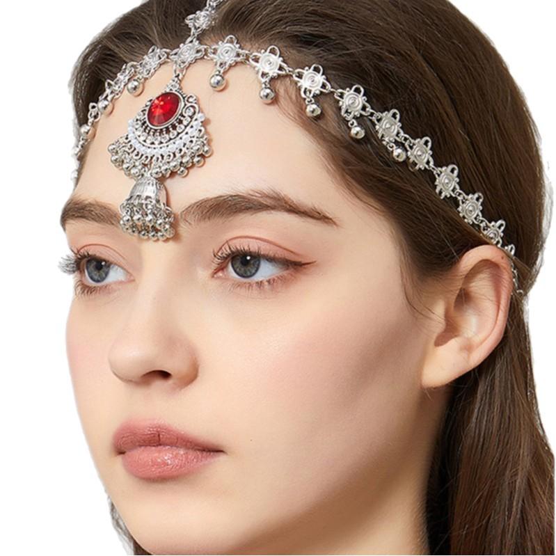 Vintage Ethnic Style Forehead Chain Headpiece with Tassel , Alloy , Exquisite Electroplating , for Women Party