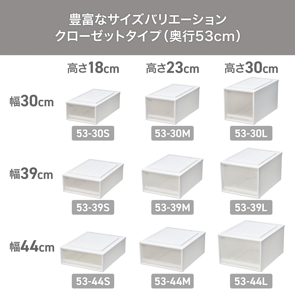 Tenma Fits Case Closet Storage Box, 44cm (W) x 53cm (D) x 18cm (H), Durable, Made in Japan, Made
