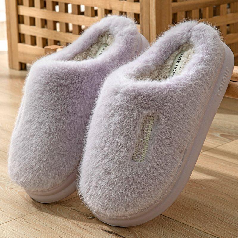 Cotton slippers women spring and autumn winter plush non-slip home use home indoor warmth couple winter men