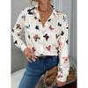 Fashion Women's Printed Button Lapel Long Sleeve Loose Casual  Top Shirt