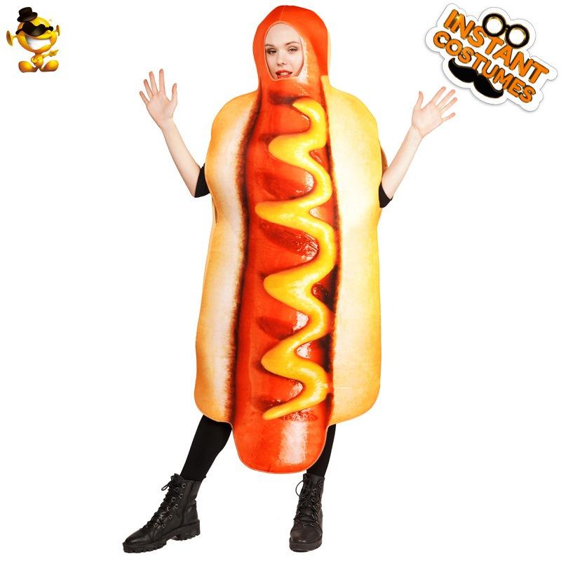 Halloween Adult Hot Dog Funny Onesie Hot Dog Cosplay Costume Stage Show Costume