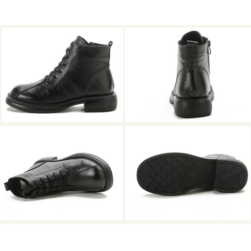 Genuine Leather Women Ankle Boots Natural Skin Warm Winter Short Boots Fashion Woman Shoes Booties Med Heel Footwear