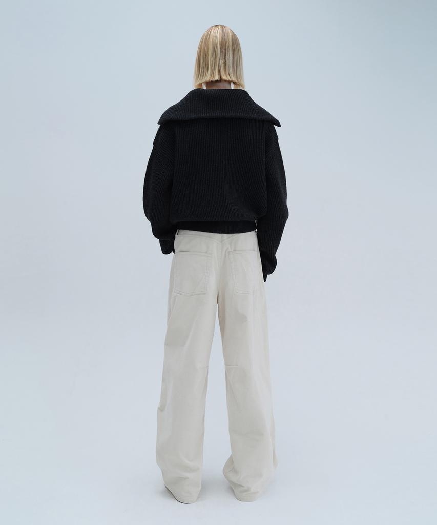 Daiaegeuneol Sailor Half Zip Up Knit (Charcoal)