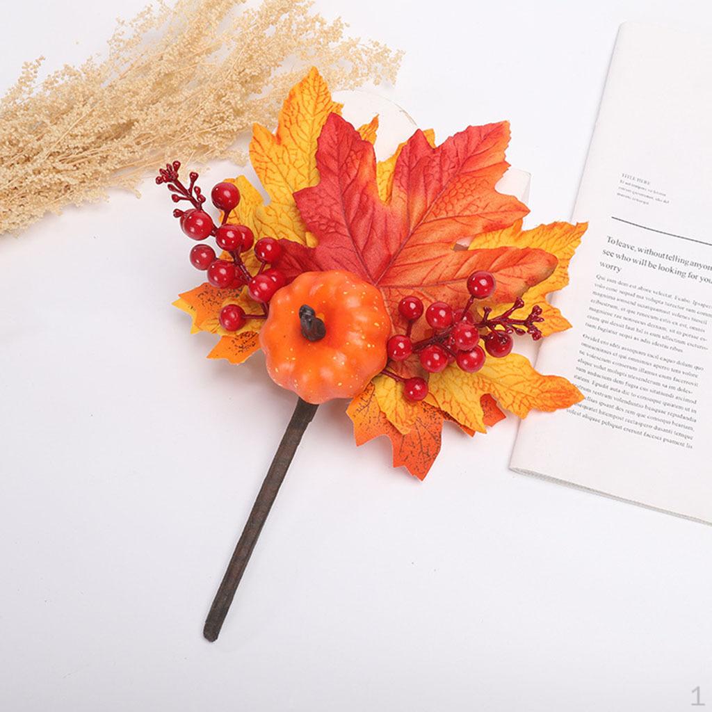 Artificial Maple Branches Vine Foliage with Pumpkin DIY Halloween Decor Kitchen Festival Table