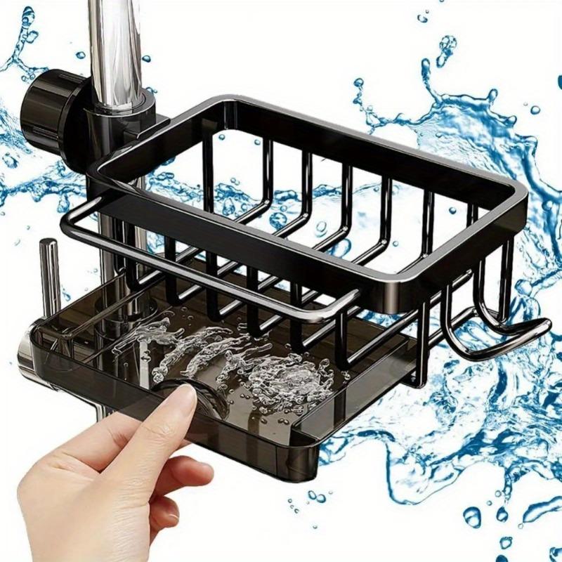 1PC Kitchen Space Aluminum Sink Drain Rack Sponge Storage Faucet Holder Soap Drainer Pan Basket Organizer Bathroom Accessories