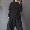 Women's Long Sleeve Top Mock Neck Japanese Casual Elegant Knit Top
