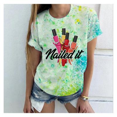 Tshirt Female Casual 3D Nail Polish Pun Printed T Shirt Women 90s Manicurist Graphic T-shirt Harajuku Tops Tee Short Sleeve
