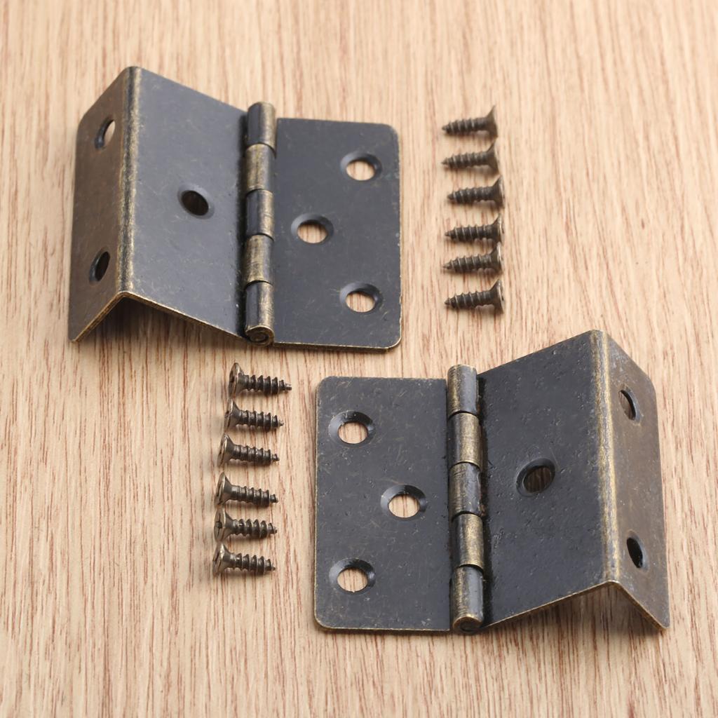 2Pcs Decorative Box Hing with Screw Three Folding Hinge Hardware for Door/Cabinet/Furniture/Vintage Jewelry Chest Bronze/silver
