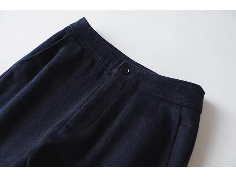 Women's Super Warm Wool Blend Flannel Pants: Double-Faced, Thickened, Straight-Leg for Autumn and Winter.