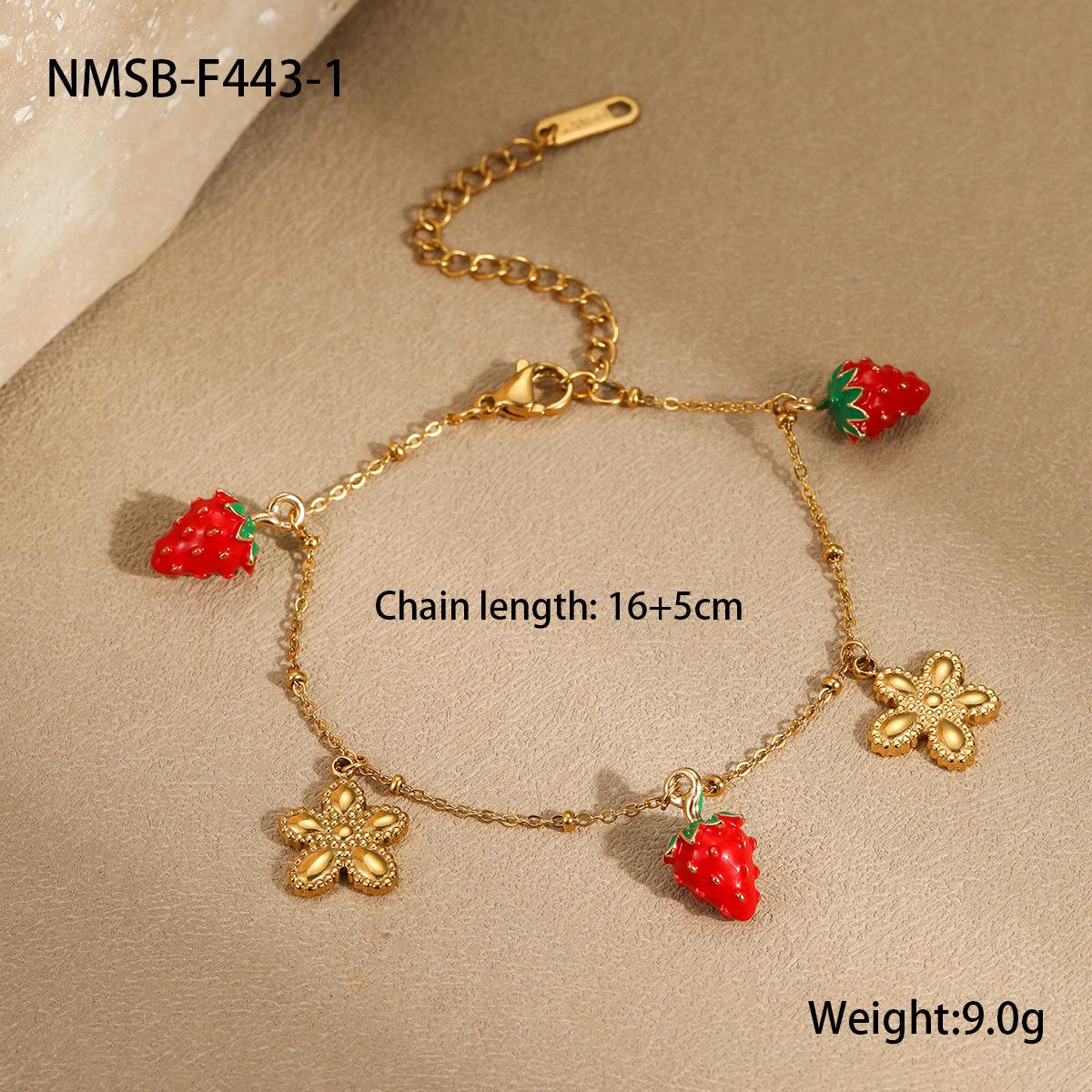 GEMCHIC Women s Stainless Steel Gold Plated Berry Strawberry Vacation Style Multi-color Tassel Bracelet