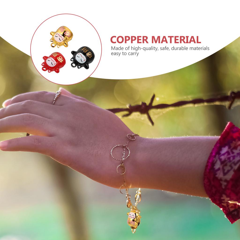 12Pcs Fortune Cat Bells Cartoon Lucky Cat Pet Copper Bells Gift Pendant DIY Small Bell Gift Crafts Phone Key Bag Chain Accessory