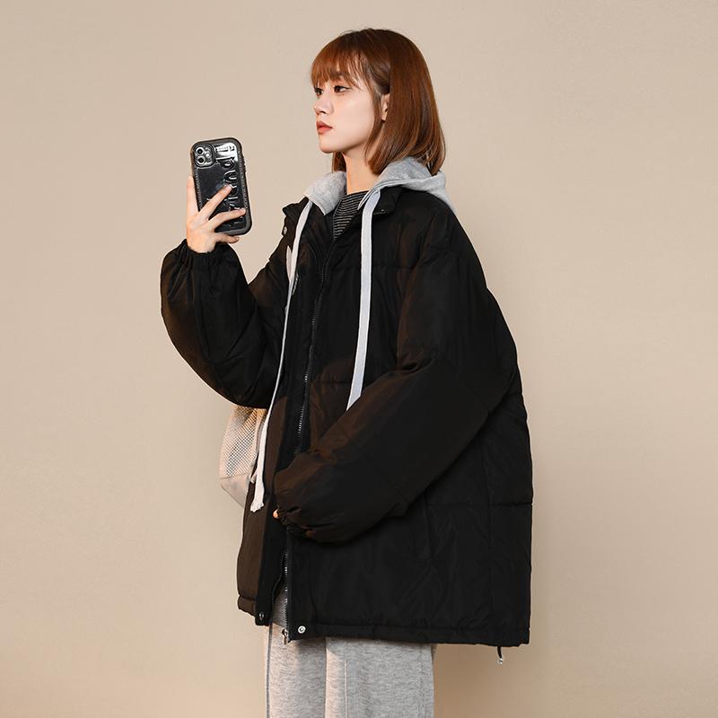 

Зимняя однотонная женская модная хлопковая куртка с длинными рукавами, женская зимняя модная куртка, женская одежда M чёрный