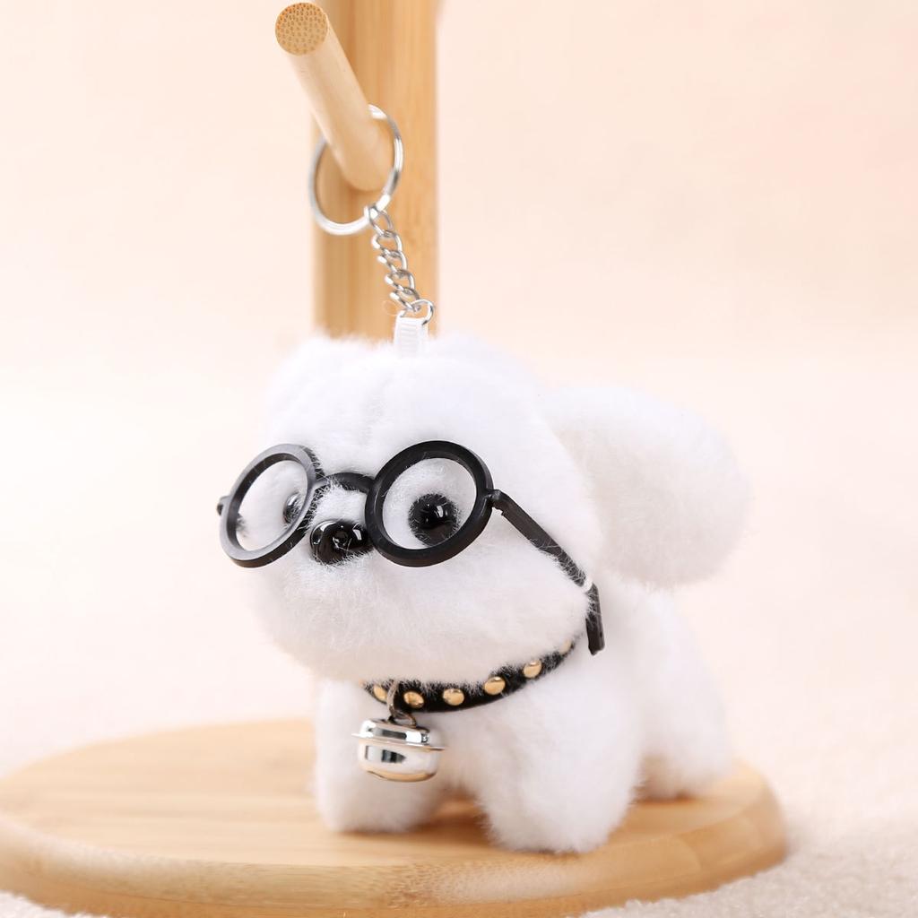 Good night glasses puppy doll pendant keychain dog doll bag pendant plush toy rag doll girl
