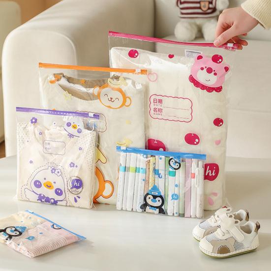 10PCS Storage Bag Transparent Zippered Storage Bag with Writing Label Area Moisture Resistant Organization Bag for Home Travel Packing