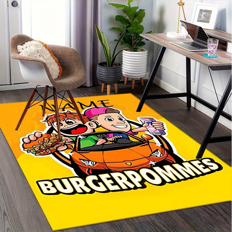 Burger, Pommes, Drive Office Carpet Soft Polyester Entrance Carpet Washable Non slip Machine Washabl