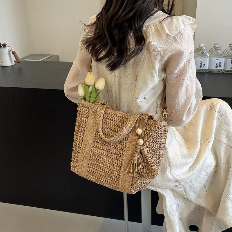 Premium Portable Tote Bag 2025 New Trendy Vegetable Basket Hand-woven Bag Women's Shoulder Crossbody Straw Bag