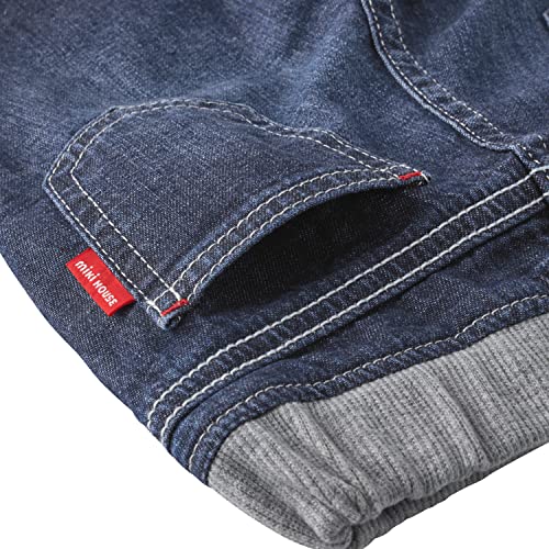 Miki House 10-3205-490 Pants, Long Pants, Denim, Hickory, Logo, Simple, Boys, Girls, Baby, Kids, Children's Clothing, Indigo Blue, 130