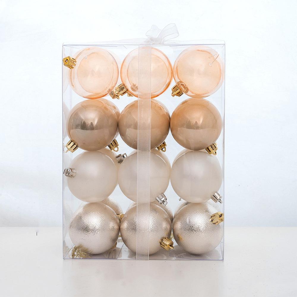 24pcs/set 6cm Christmas Hanging Ball Shatterproof Colorful Christmas Baubles Plastic Electroplated Xmas Tree Ornaments