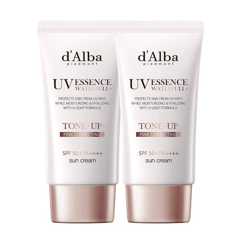 d'Alba Waterfull Pink Tone-Up Sun Cream Sweatproof Brightening Sunscreen 50ml 1+1 Set