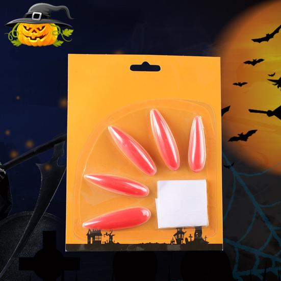 10Pcs Witch Nails Extra Long High Gloss Full Cover Sharp DIY Cosplay Props Plastic Halloween Zombie Costume Party False Nails for Festival