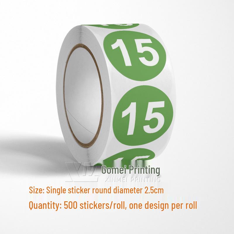 Adesivos Redondos Autoadesivos com Números 1-33 – Rolo de Etiquetas de Identificação Seriada Coloridas