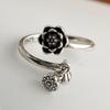 925 Sterling Silver Rings for Women Couple Minimalist Handmade Simple Wide Flower Retro Ring Fine Jewelry Gift Prevent Allergy