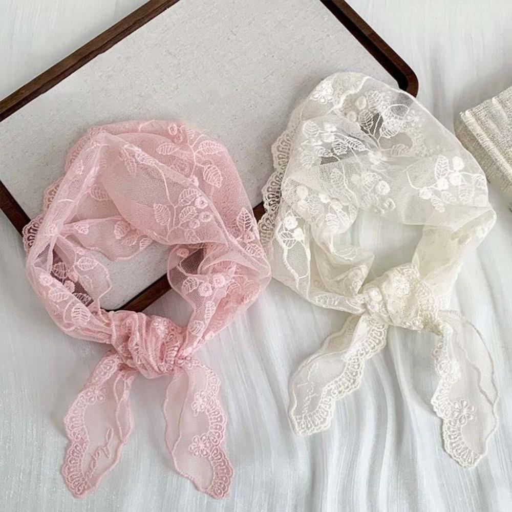 Breathable Lace Triangle Scarf Sunscreen Lightweight Ramie Head Scarf Countryside Style Pastoral Style Triangle Waistband