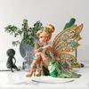 2D Fairy Tabletop Ornament Sitting Fairy Statue with Butterfly Wing Desktop Acrylic Sign for Bookshelf Windowsill Bonsai Landscaping Decor